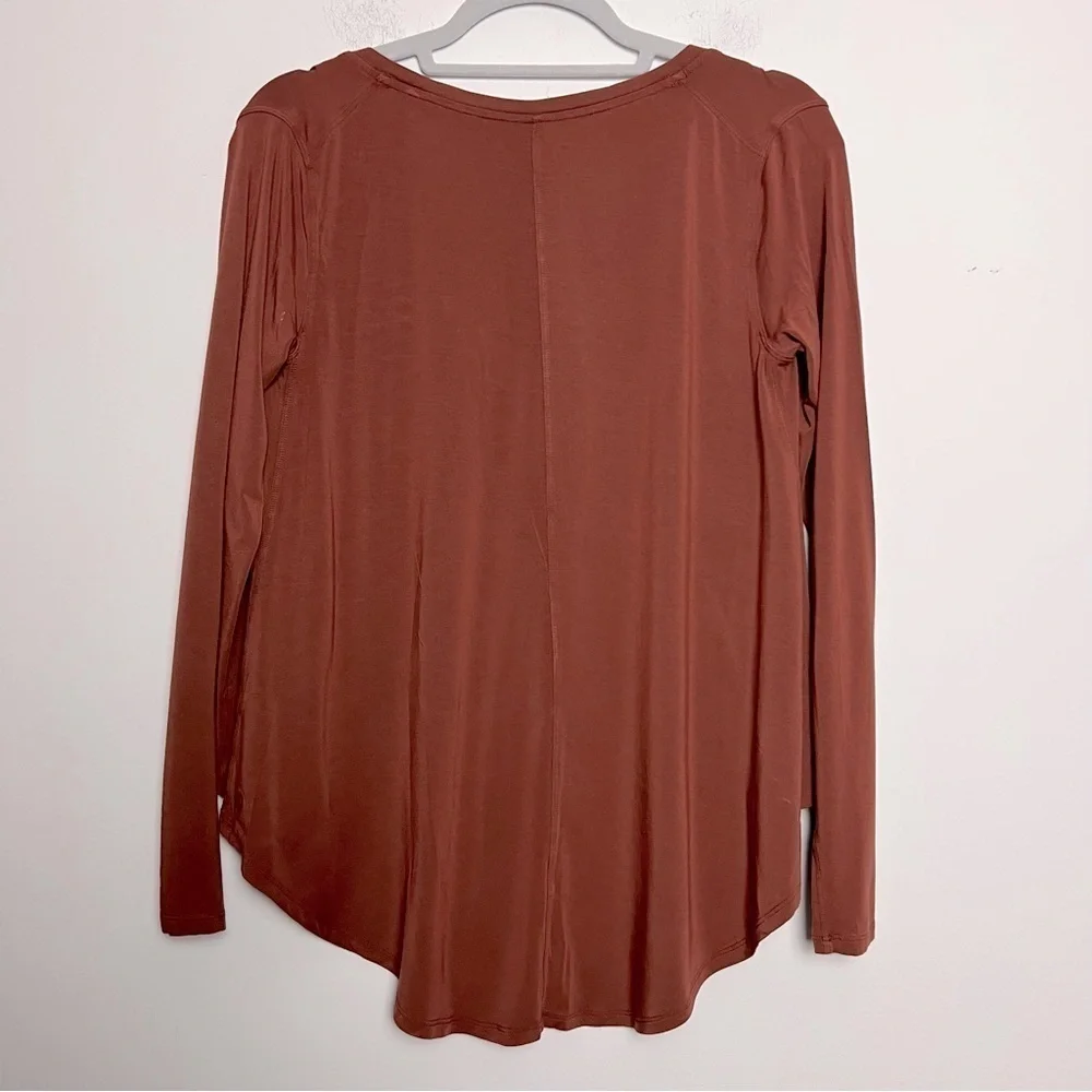 Lululemon Up for Down Time Long Sleeve Modal Top W3DU25 Dark Terracotta NEW